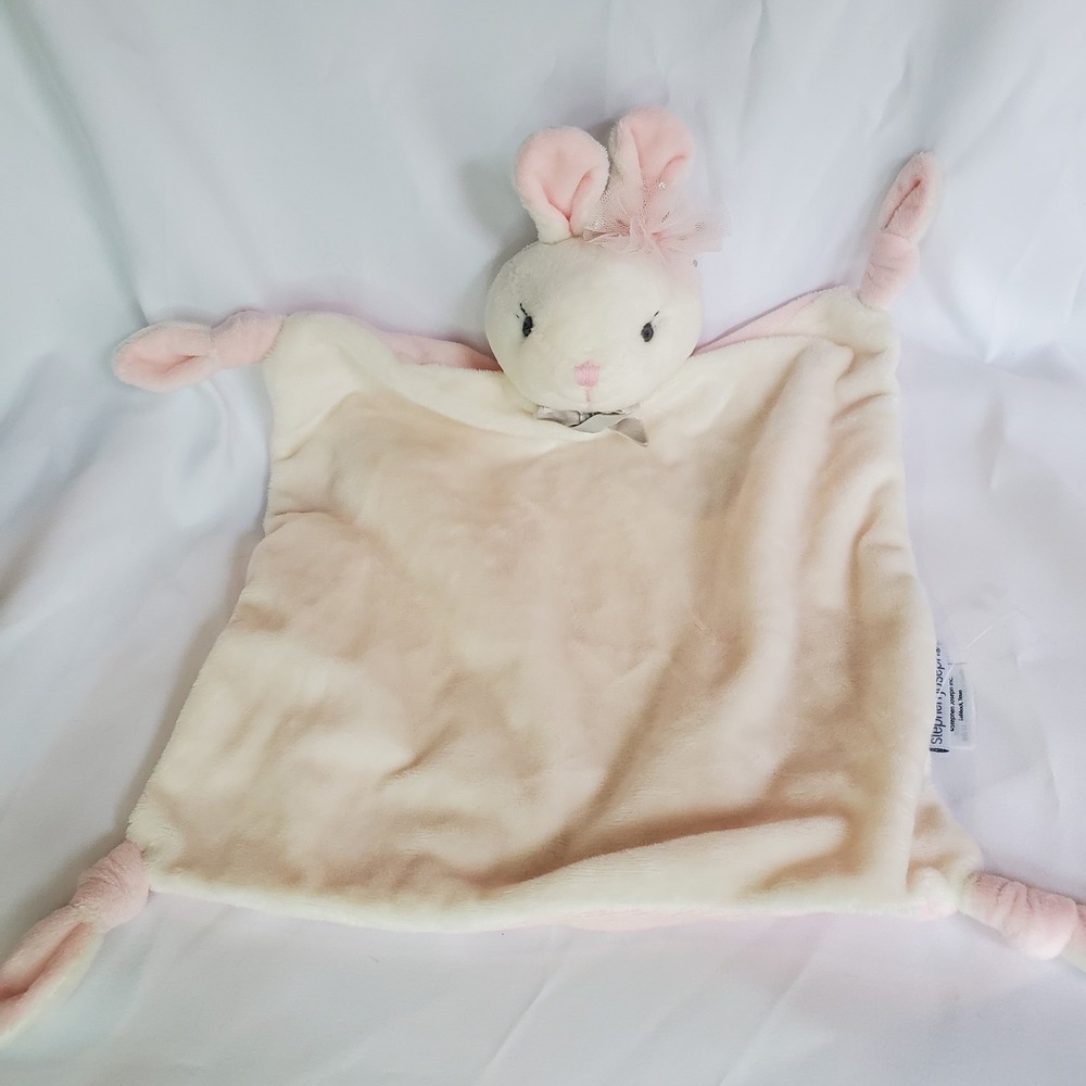 Stephen Joseph Bunny Rabbit Lovey Plush Security Lovie Cream‎ Pink Knotted